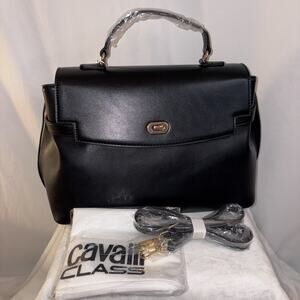 Cavalli Tatiana Large Top Handle TOTE Black Crossbody Strap MSRP $118 NWT